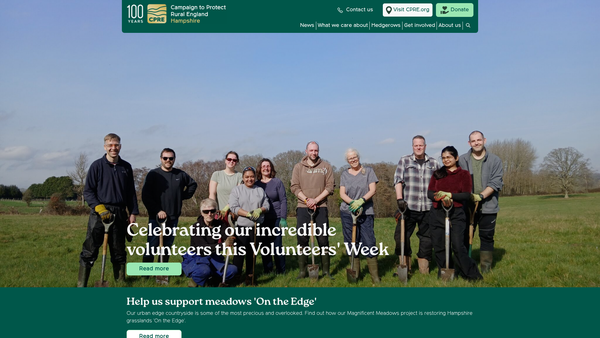 Screenshot of the Campaign To Protect Rural England, Hampshire Branch website