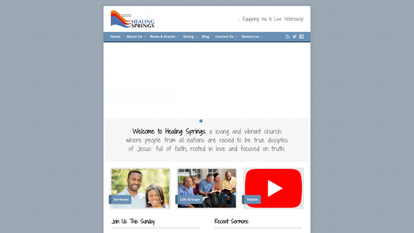 Screenshot of the Healing Springs Church website