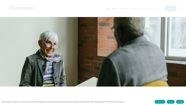 Screenshot of the Charity Mentors Oxfordshire website