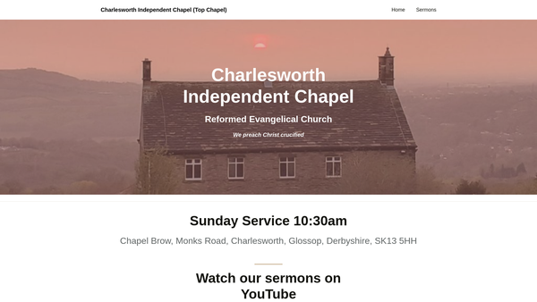 Screenshot of the Charlesworth Independent Chapel website