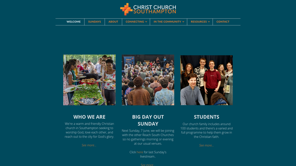 Screenshot of the Christ Church Southampton CIO website