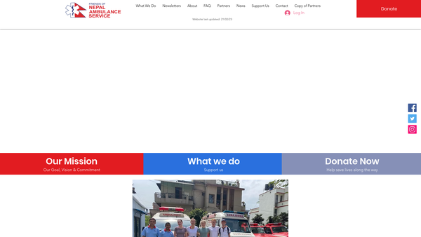 Screenshot of the Friends Of Nepal Ambulance Service website