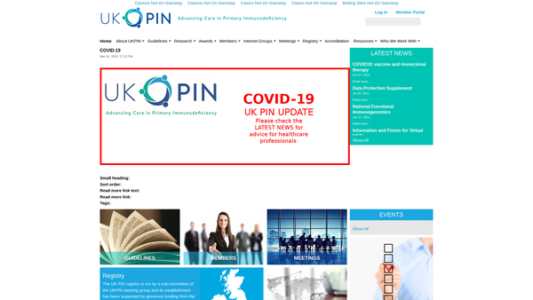 Screenshot of the United Kingdom Primary Immunodeficiency Network website