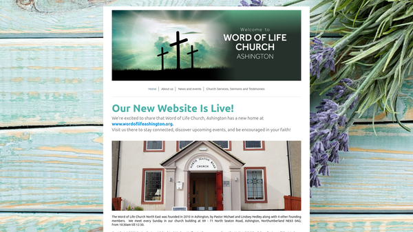 Screenshot of the Word Of Life Church Ashington website