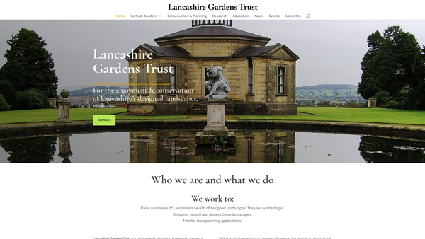 Screenshot of the Lancashire Gardens Trust website