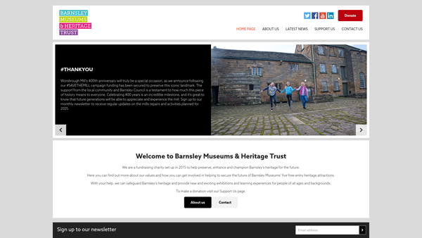 Screenshot of the Barnsley Museums And Heritage Trust website