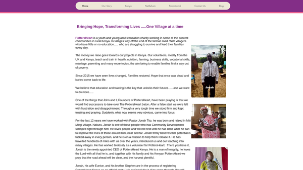 Screenshot of the Pottersheart website