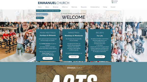 Screenshot of the Emmanuel Church, Leamington Spa, CIO website