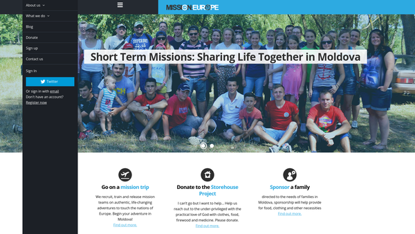 Screenshot of the Mission Europe website