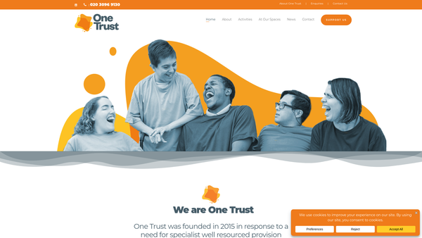Screenshot of the One Trust website