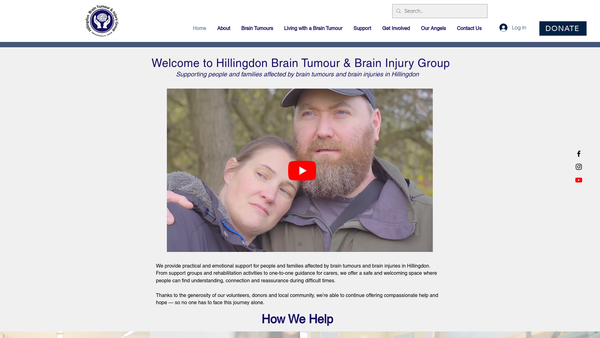 Screenshot of the Hillingdon Brain Tumour & Brain Injury Group website