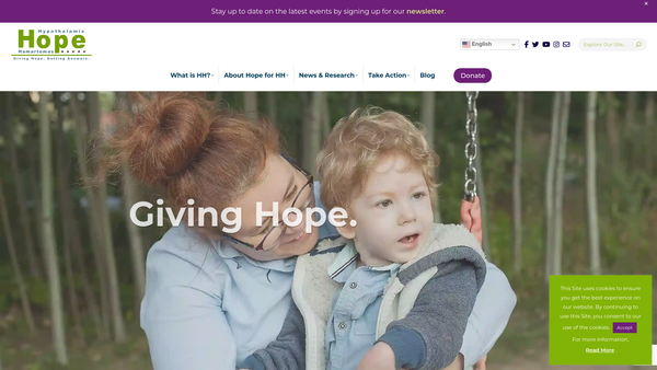 Screenshot of the Hope For Hypothalamic Hamartomas UK website