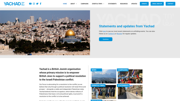 Screenshot of the Yachad website