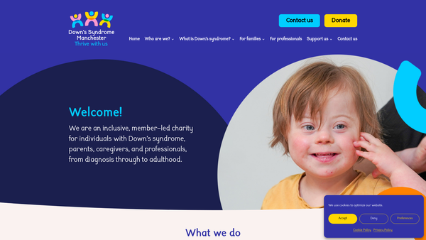 Screenshot of the Down's Syndrome Manchester website