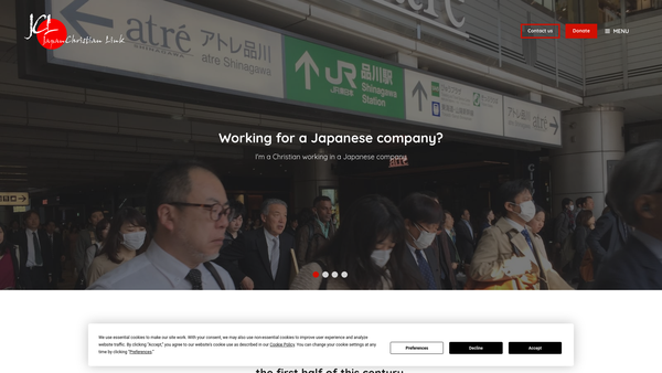 Screenshot of the Japan Christian Link website
