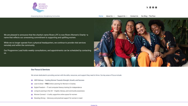 Screenshot of the Rivers Learning Project Community website