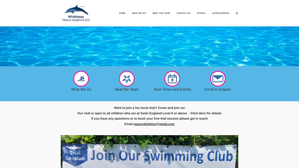 Screenshot of the Whittlesey Swimming Club website