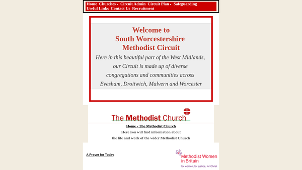 Screenshot of the South Worcestershire Methodist Circuit website