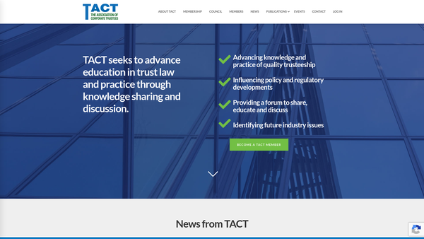 Screenshot of the Tact - The Association Of Corporate Trustees website