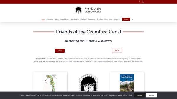 Screenshot of the Friends Of The Cromford Canal website