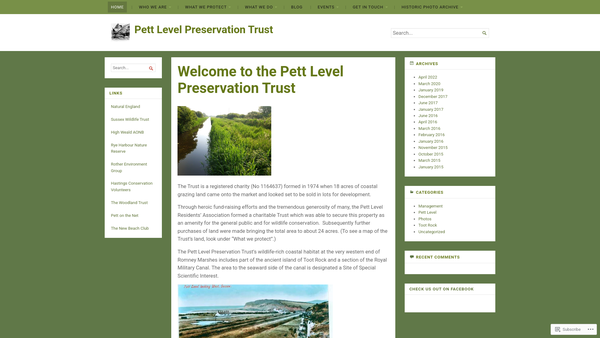 Screenshot of the Pett Level Preservation Trust website