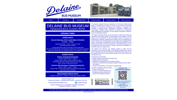 Screenshot of the Delaine Heritage Trust website