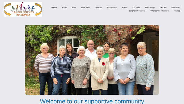 Screenshot of the Caring Friends Mid Norfolk website
