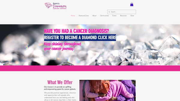 Screenshot of the Sam's Diamonds website
