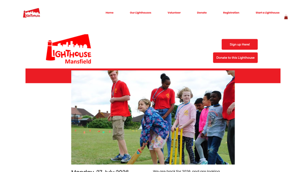 Screenshot of the Lighthouse Mansfield website