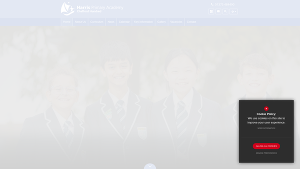 Screenshot of the Harris Primary Acadmey Chafford Hundred PTA website