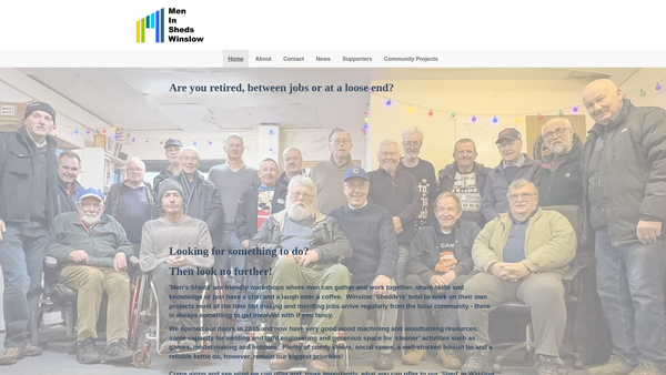 Screenshot of the Men In Sheds Winslow website