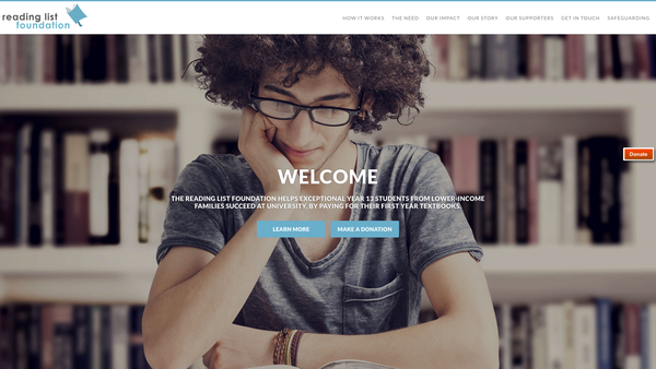 Screenshot of the The Reading List Foundation website