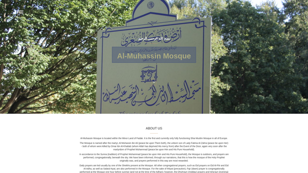 Screenshot of the Almuhassin Mosque website