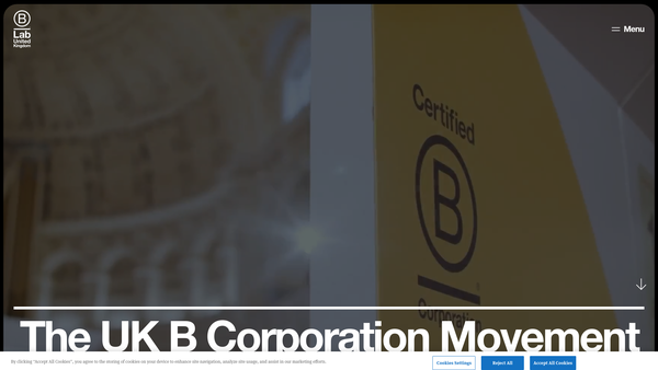 Screenshot of the B Lab (UK) website