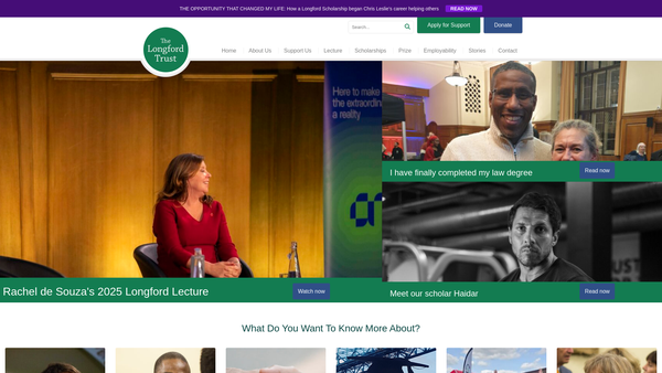 Screenshot of the Frank Longford Charitable Trust website