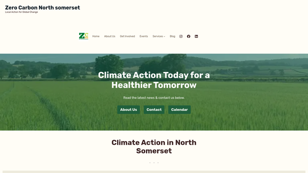 Screenshot of the Zero Carbon North Somerset website