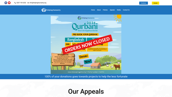 Screenshot of the Helping Humanity website