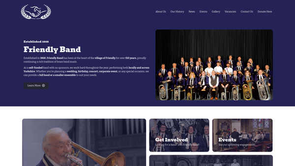 Screenshot of the Friendly Band (Sowerby Bridge) website