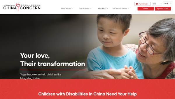 Screenshot of the International China Concern website