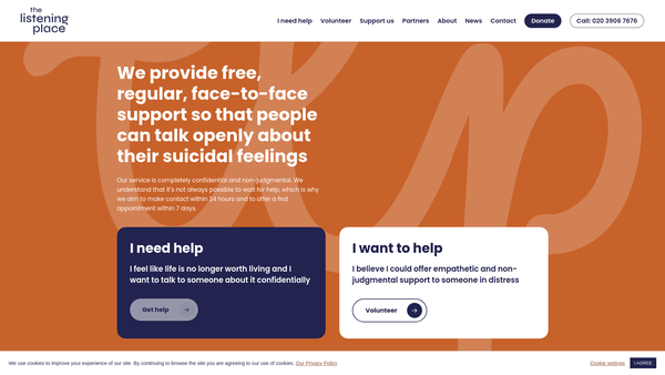 Screenshot of the The Listening Place website