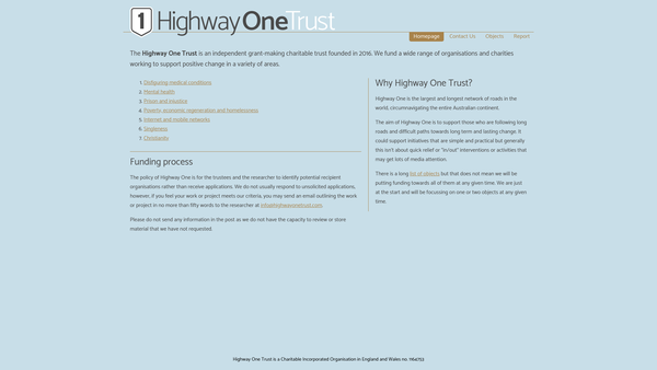 Screenshot of the Highway One Trust website