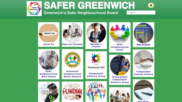 Screenshot of the Safer Greenwich website