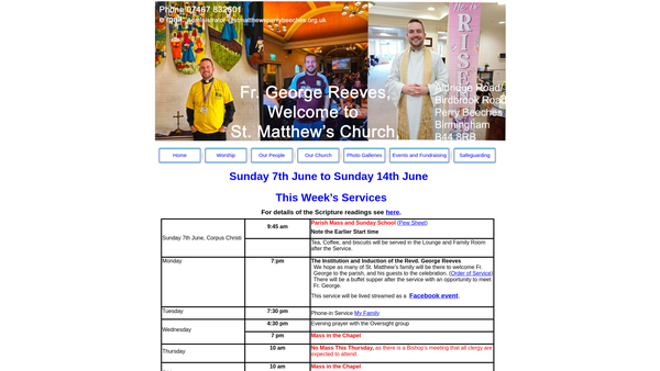 Screenshot of the The Parochial Church Council Of The Ecclesiastical Parish Of St. Matthew, Perry Beeches. website