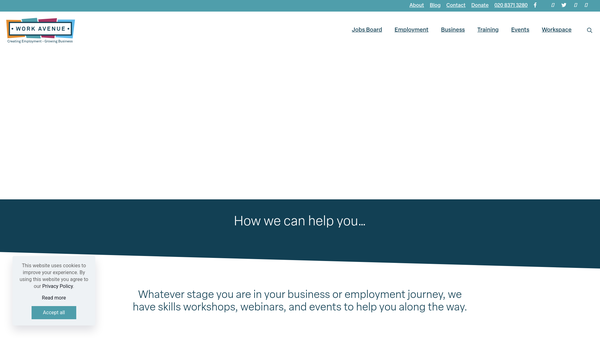 Screenshot of the The Work Avenue Foundation website