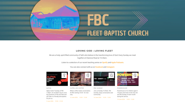 Screenshot of the Fleet Baptist Church website