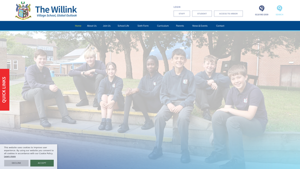 Screenshot of the The Willink School Charitable Trust website