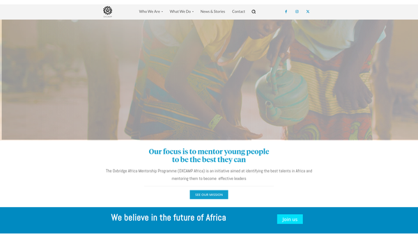 Screenshot of the Oxbridge Africa Mentorship Programme website
