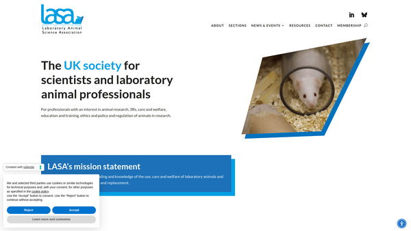 Screenshot of the Laboratory Animal Science Association website