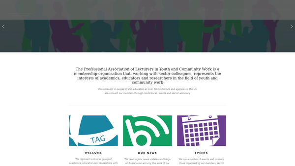 Screenshot of the Tag: The Professional Association Of Lecturers In Youth And Community Work website