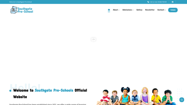 Screenshot of the Southgate Pre-School website
